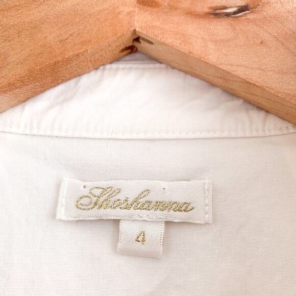 Shoshanna Collared Tiered Sleeveless Button Shirt Dress Fit and Flare White 4 - Picture 10 of 15